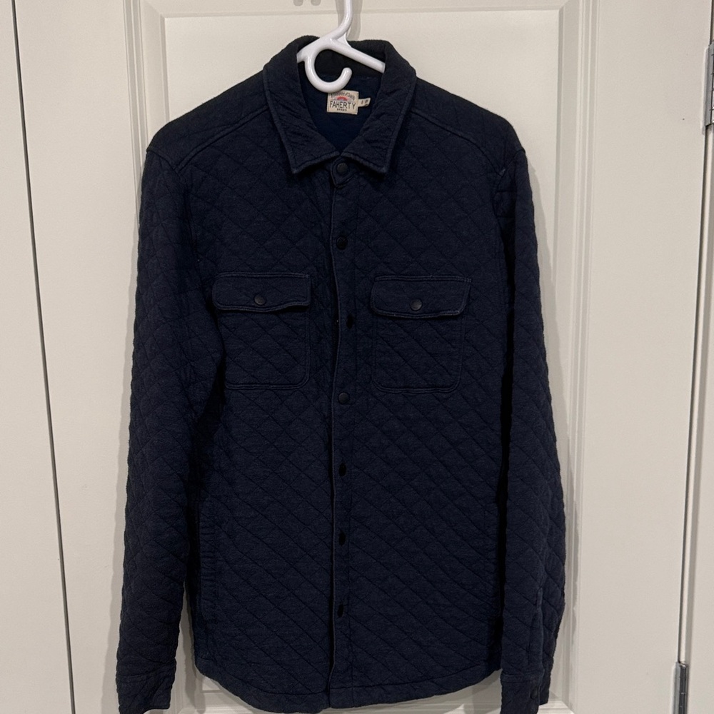 Faherty Men's Navy Quilted Shirt Jacket